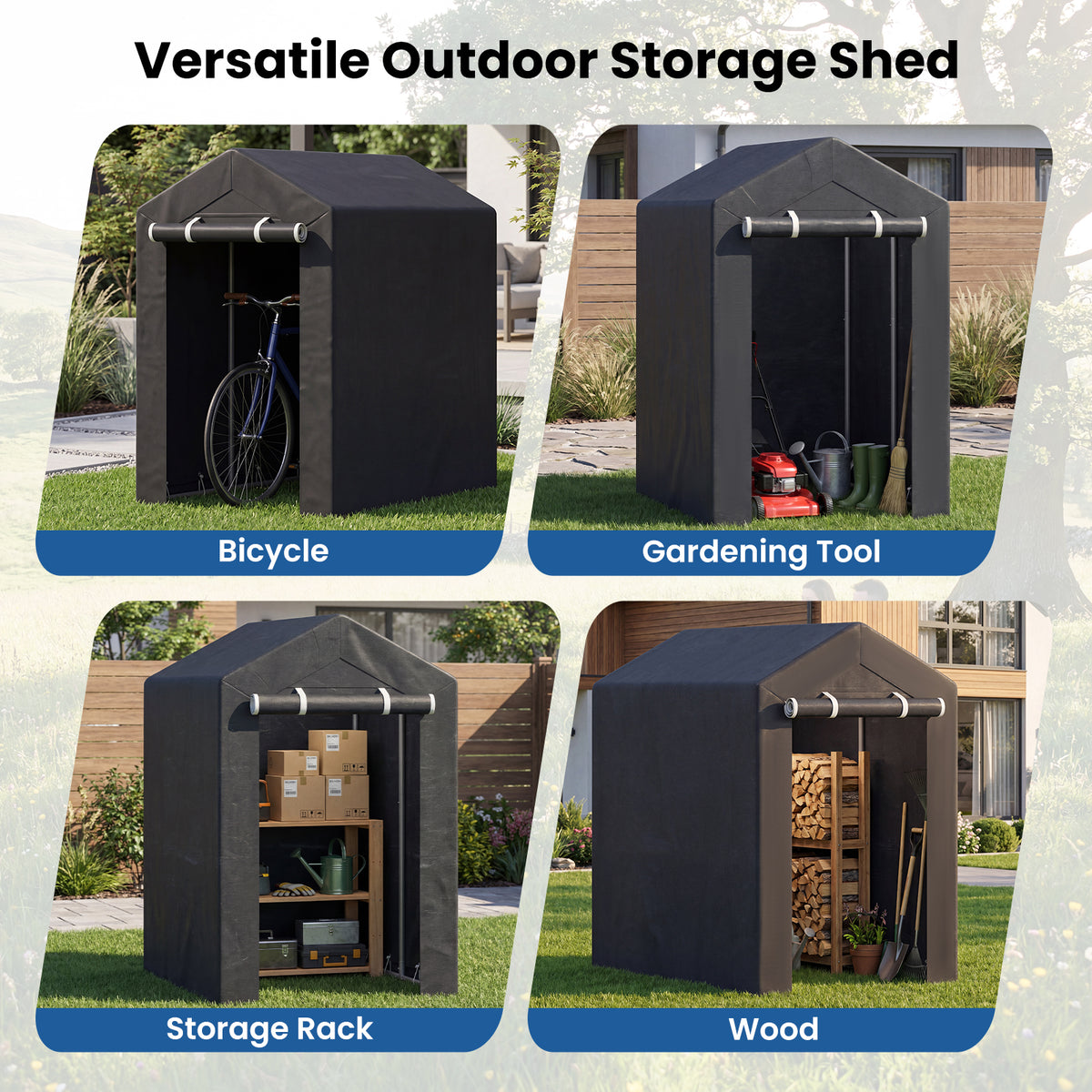 220x160 CM Heavy-Duty Portable Storage Shed, Waterproof Outdoor Carport Garage Tent