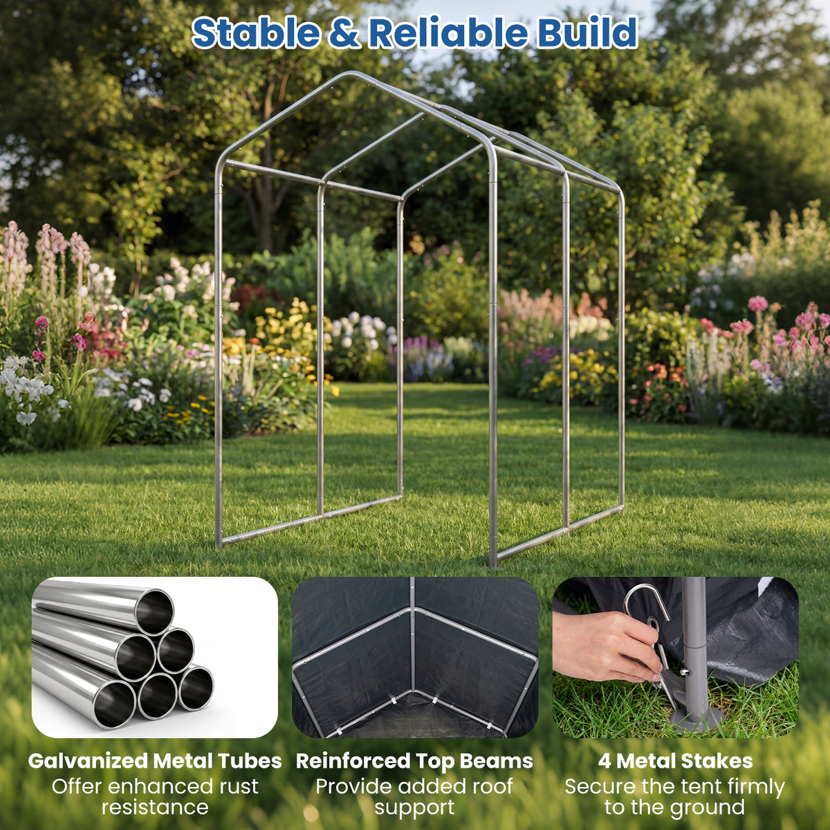 220x160 CM Heavy-Duty Portable Storage Shed, Waterproof Outdoor Carport Garage Tent