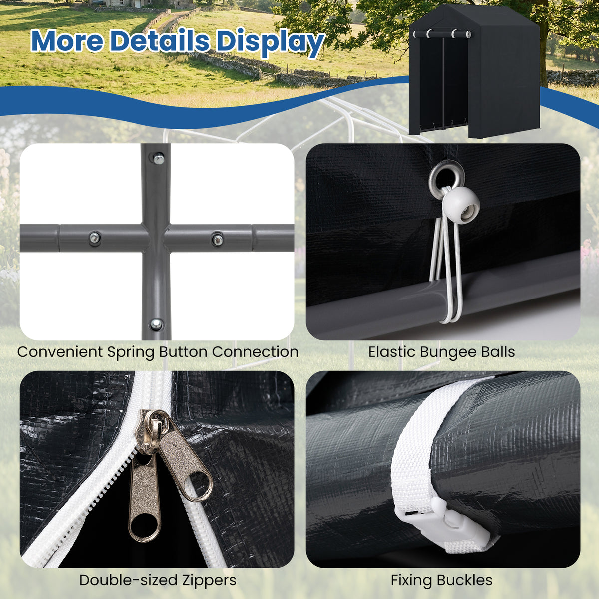 220x160 CM Heavy-Duty Portable Storage Shed, Waterproof Outdoor Carport Garage Tent