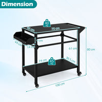 Outdoor Grill Cart with Storage and 4 Casters
