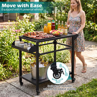 Outdoor Grill Cart with Storage and 4 Casters