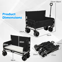 2-in-1 Wagon Bench Seat Combo with Adjustable Push/Pull Handle