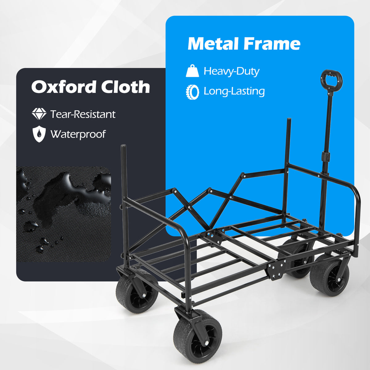 2-in-1 Wagon Bench Seat Combo with Adjustable Push/Pull Handle