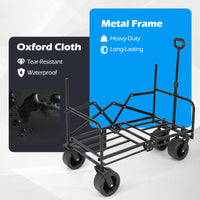 2-in-1 Wagon Bench Seat Combo with Adjustable Push/Pull Handle