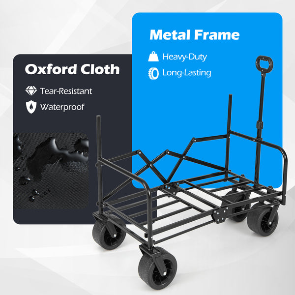 2-in-1 Wagon Bench Seat Combo with Adjustable Push/Pull Handle