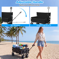 2-in-1 Wagon Bench Seat Combo with Adjustable Push/Pull Handle