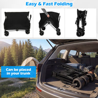 2-in-1 Wagon Bench Seat Combo with Adjustable Push/Pull Handle