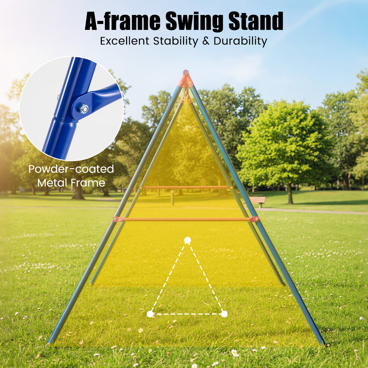 A-Frame Swing Stand for 2 Swings, 660 lbs Heavy Duty Metal Swing Set