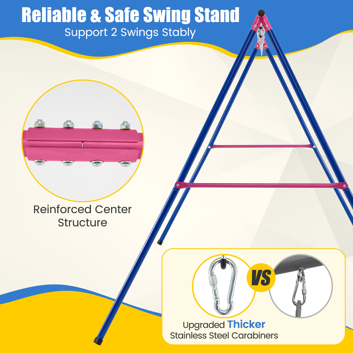 A-Frame Swing Stand for 2 Swings, 660 lbs Heavy Duty Metal Swing Set