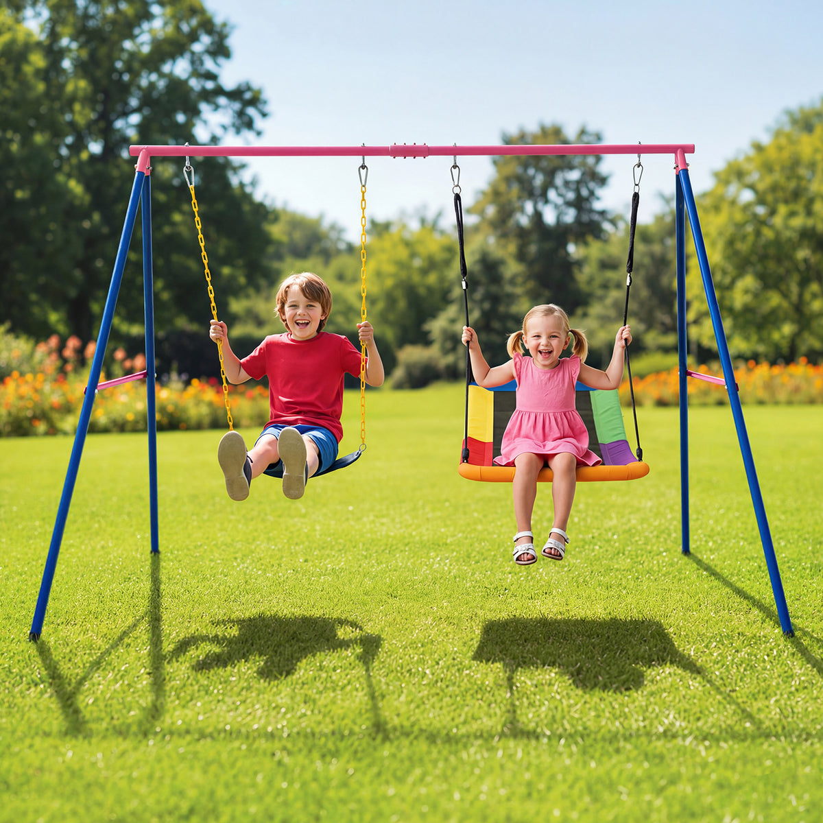A-Frame Swing Stand for 2 Swings, 660 lbs Heavy Duty Metal Swing Set