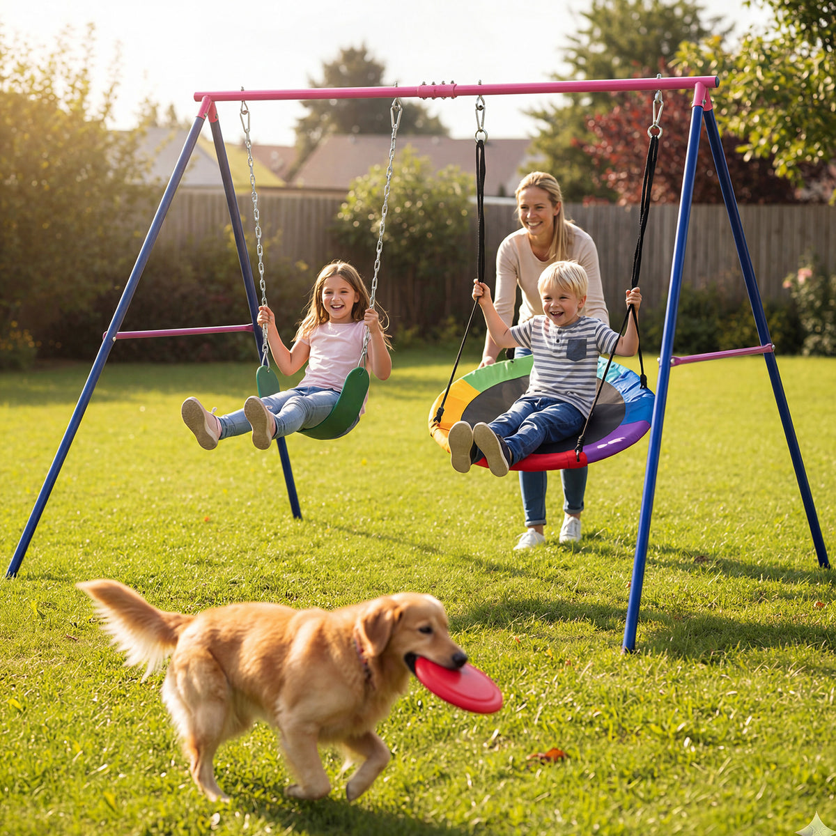 A-Frame Swing Stand for 2 Swings, 660 lbs Heavy Duty Metal Swing Set