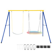 A-Frame Swing Stand for 2 Swings, 660 lbs Heavy Duty Metal Swing Set