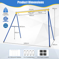 2 Seat Swing Frame for Kids, Children Heavy-Duty Metal Swing Stand w/Ground Stakes