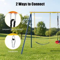 2 Seat Swing Frame for Kids, Children Heavy-Duty Metal Swing Stand w/Ground Stakes
