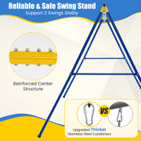 2 Seat Swing Frame for Kids, Children Heavy-Duty Metal Swing Stand w/Ground Stakes