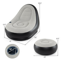 Inflatable Lounge Sofa with Ottoman, Portable Air Sofa for Adults