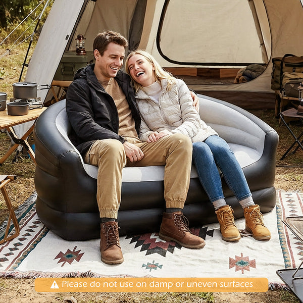 Inflatable Loveseat Couch, Portable & Foldable 2-Seater Air Sofa for Adults