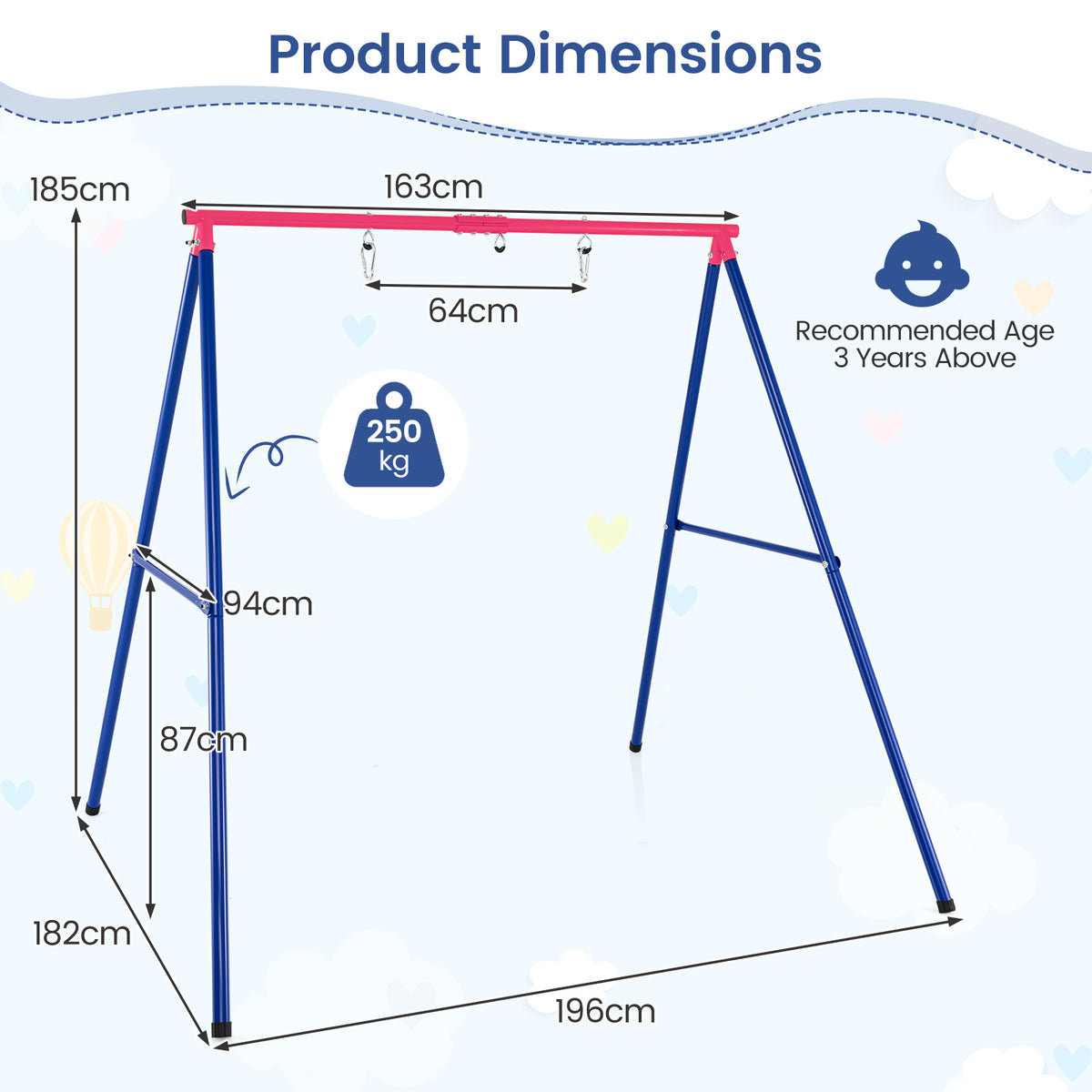Metal Swing Stand, Steel A-Frame Hammock Frame, Extra Large Heavy Duty, Only The Frame