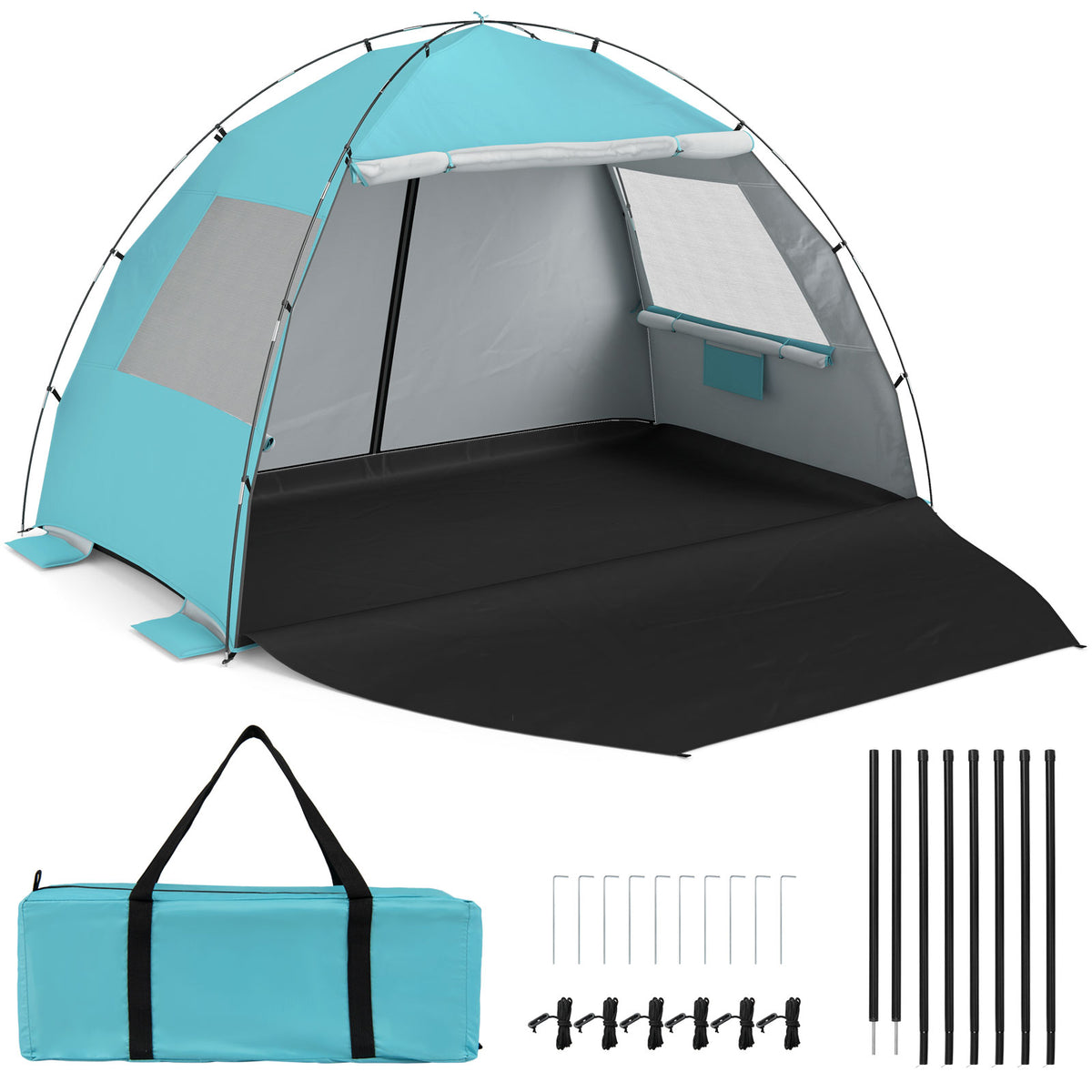 Beach Tent Sun Shelter with Canopy and Extended Floor