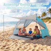Beach Tent Sun Shelter with Canopy and Extended Floor