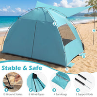 Beach Tent Sun Shelter with Canopy and Extended Floor