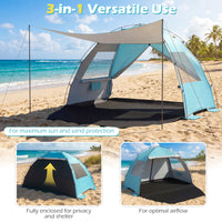Beach Tent Sun Shelter with Canopy and Extended Floor
