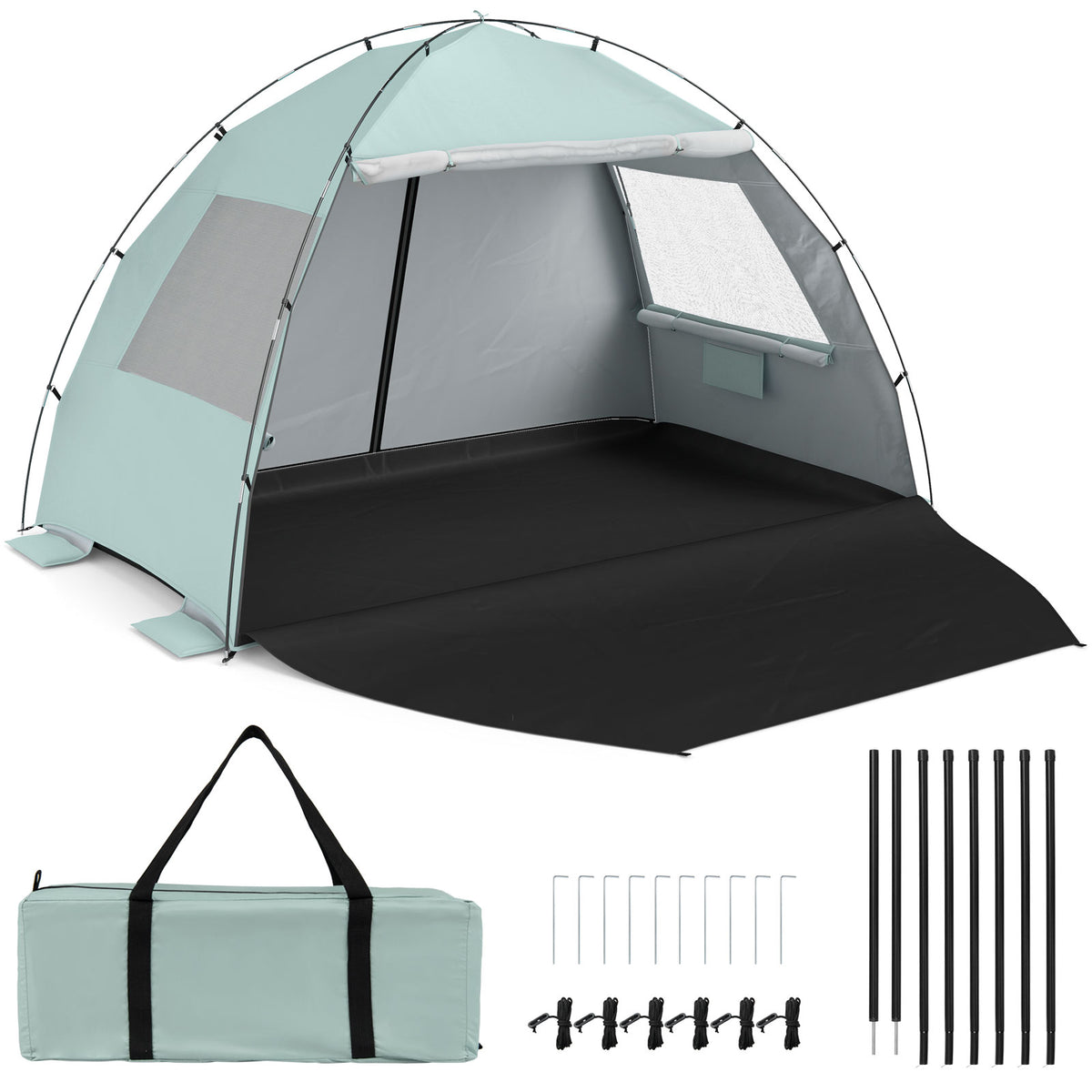 Beach Tent Sun Shelter with Canopy and Extended Floor