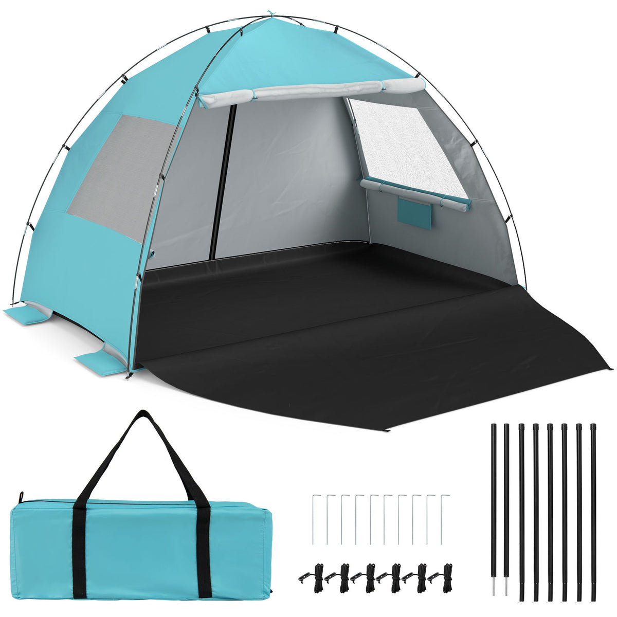 Beach Tent Sun Shelter with Canopy and Extended Floor