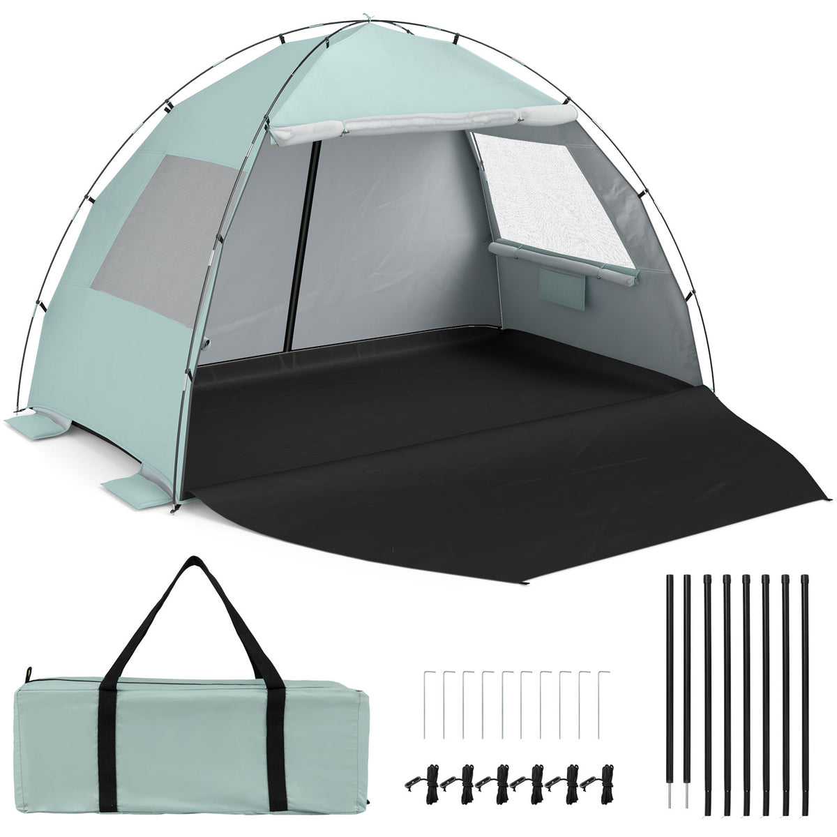 Beach Tent Sun Shelter with Canopy and Extended Floor