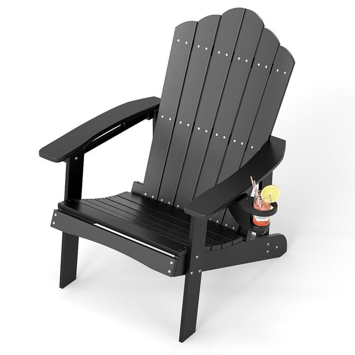 All-Weather Adirondack Chair with Cup Holder for Patio
