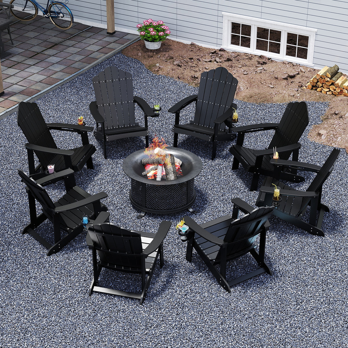 All-Weather Adirondack Chair with Cup Holder for Patio