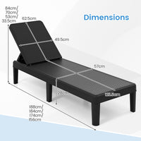 3-Position Reclining Chair with Waterproof Rattan Textured PP Surface
