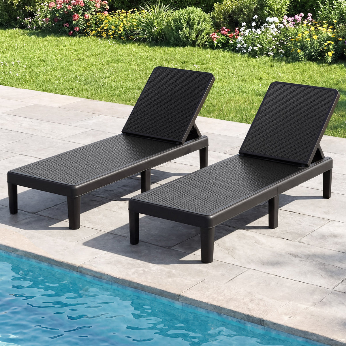 3-Position Reclining Chair with Waterproof Rattan Textured PP Surface