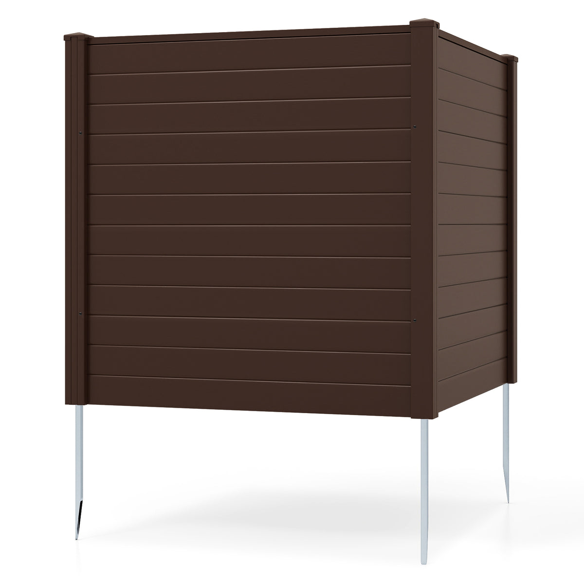 2 Panels 123cm x 123cm PP Privacy Fence Screen with Galvanized Ground Stakes