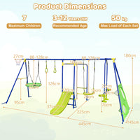 7-in-1 Outdoor Swing Set with Ground Stakes for Garden/Backyard/Park