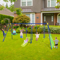 7-in-1 Outdoor Swing Set with Ground Stakes for Garden/Backyard/Park