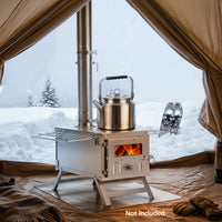 Hot Tent Stove Portable Wood Burning with 7 Pipes and Spark Arrestor