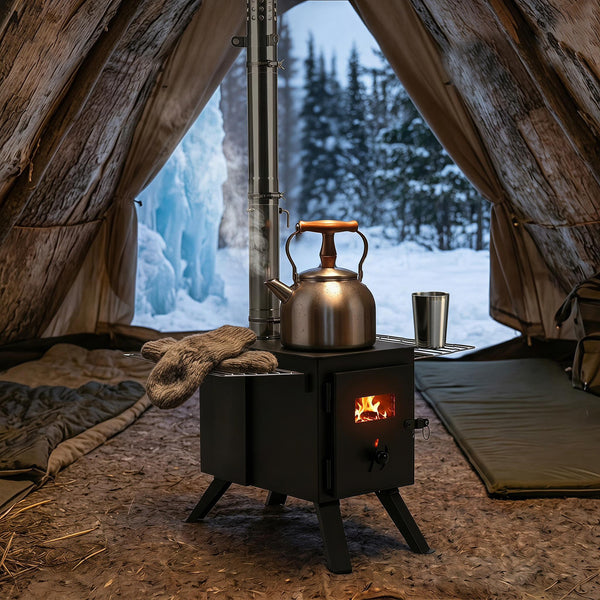 Portable Camping Stove with Spark Arrestor for Winter Heating Cooking