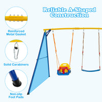 300 KG Indoor & Outdoor Swing Set, Heavy Duty Carbon Steel Swing Frame w/ 1 Belt Swing