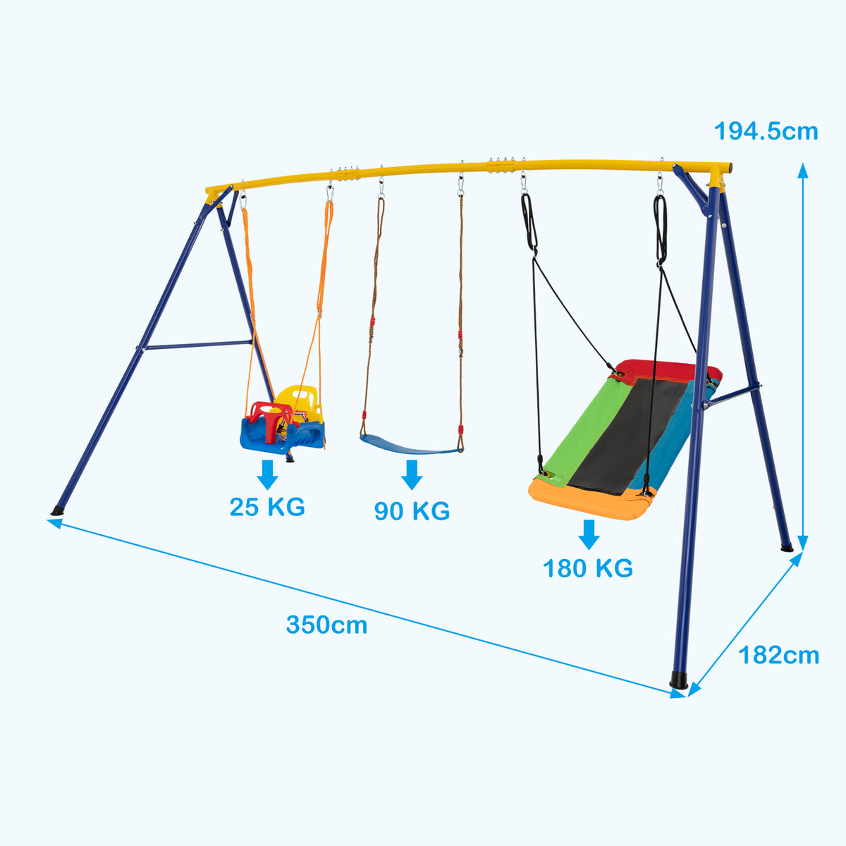 300 KG Indoor & Outdoor Swing Set, Heavy Duty Carbon Steel Swing Frame w/ 1 Belt Swing