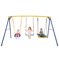 300 KG Indoor & Outdoor Swing Set, Heavy Duty Carbon Steel Swing Frame w/ 1 Belt Swing