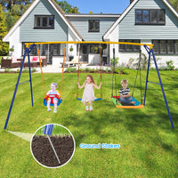 300 KG Indoor & Outdoor Swing Set, Heavy Duty Carbon Steel Swing Frame w/ 1 Belt Swing