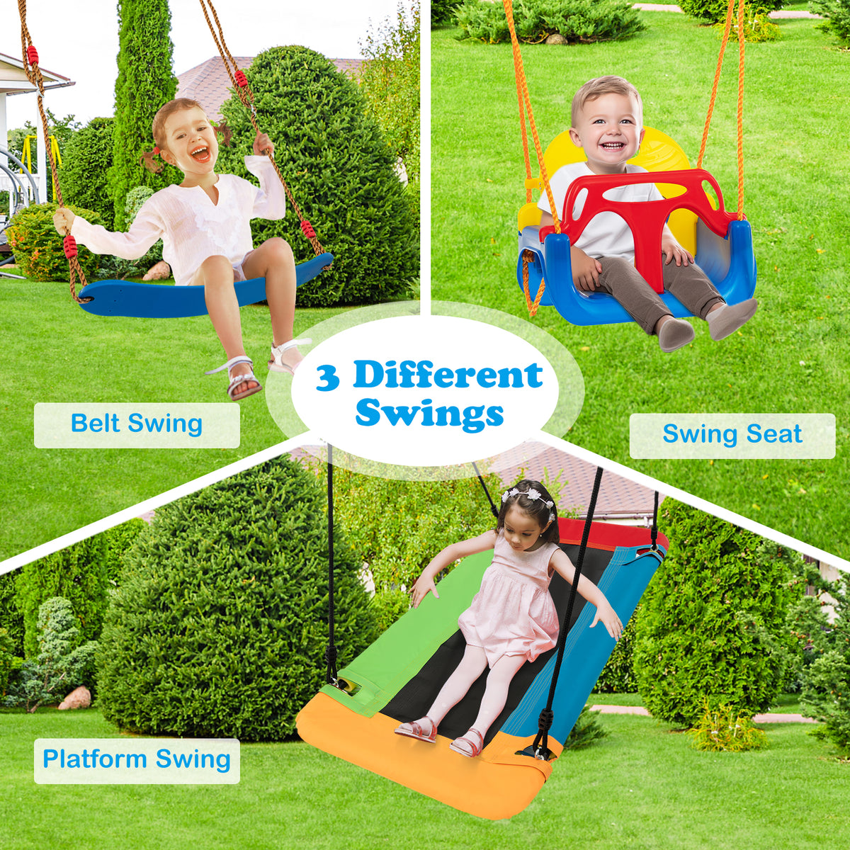 300 KG Indoor & Outdoor Swing Set, Heavy Duty Carbon Steel Swing Frame w/ 1 Belt Swing