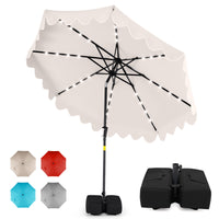 2.7M Patio Umbrella with 32 Solar LED Lights Weighted Base and Sandbags