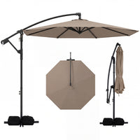 3M Offset Hanging Umbrella with Base Patio Cantilever Umbrella