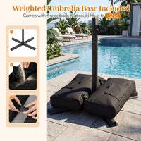 2.8M Patio Umbrella with Weighted Base Sandbags and Push Button Tilt for Garden