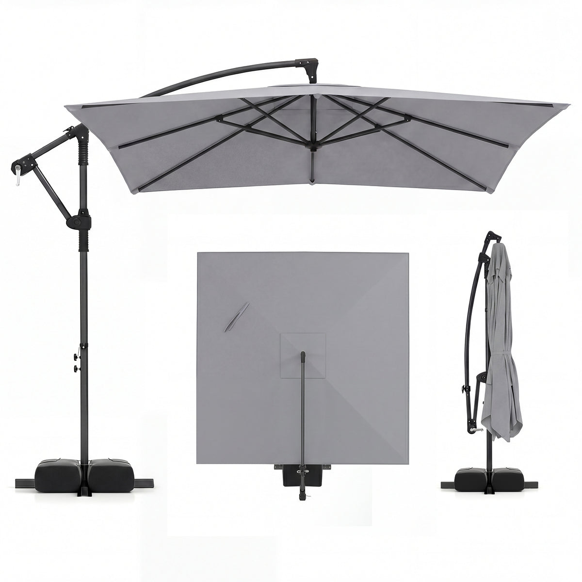 2.8M Patio Umbrella with Weighted Base Sandbags and Push Button Tilt for Garden