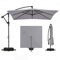 2.8M Patio Umbrella with Weighted Base Sandbags and Push Button Tilt for Garden