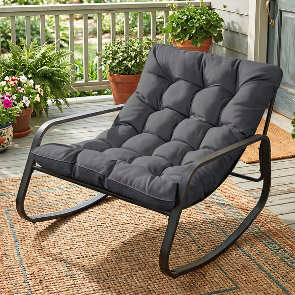 Large Outdoor Lounge Chair Rocking with Thick Cushion for Garden