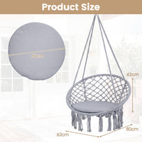 Macrame Swing Chair Hammock Chair with Round Seat Cushion
